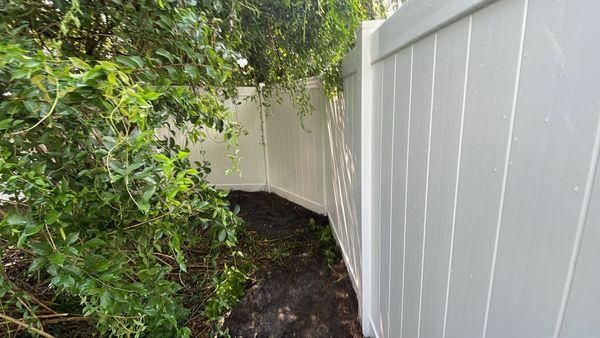 Backyard Vinyl fence installed