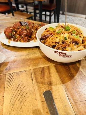 Schezwan Noodles and Veg Manchurian Dry