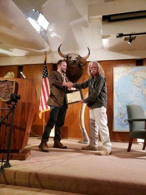 Alec (current president at time of photo) with 3x Antarctica Winter Manager, Wayne White