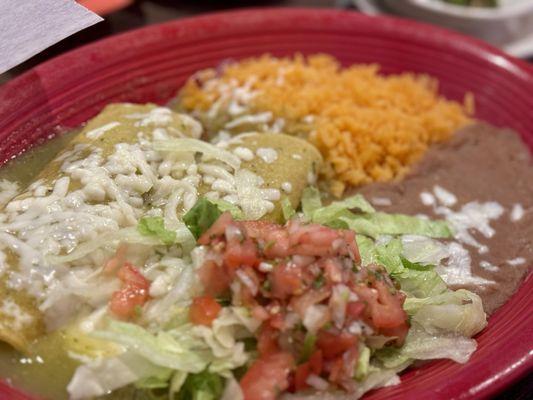 Green beef enchiladas lunch