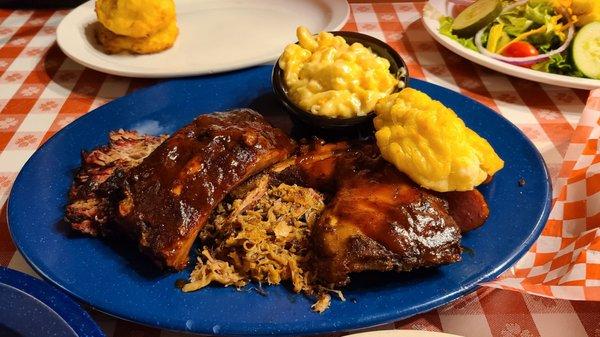 Ribs pulled pork chicken and brisket