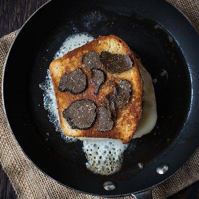 Grilled cheese sandwich with black truffle shavings from Gourmet Attitude Truffles