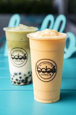 Milky Papaya Smoothie and Matcha Latte