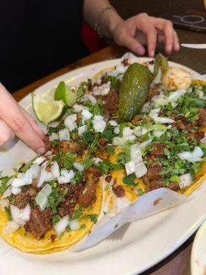 Tacos !!!! So good. CAMPECHANOS beef mixed with chorizo