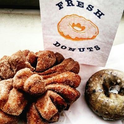 The pinecone  donut on the left was from Daylight Donuts.....and was so good!