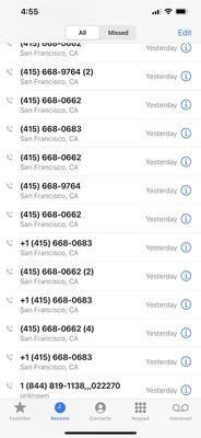 This is how many times i called them and no one picked it up.