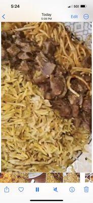 Sooqar with Somali rice and pasta