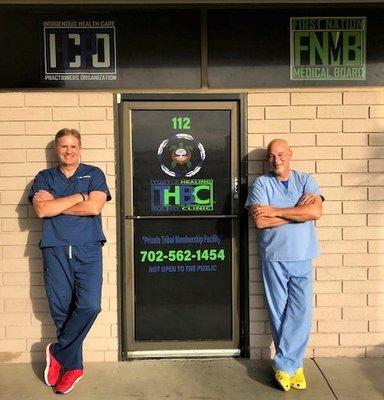 Dr. Dan Royal and Dr. Robert Boer at THBC Front Door.