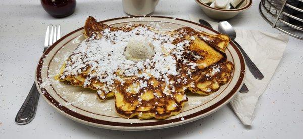 Full order (3 slices) french toast on a serving platter.