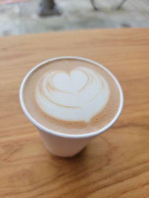 Steamed milk art on an espresso drink.