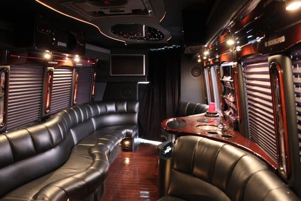 Interior of 20 passenger limo bus