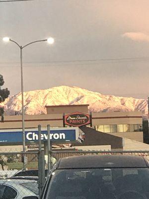 Enjoying winter view outside the shop