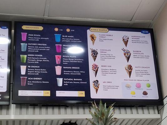 Smoothies and Waffle Menu