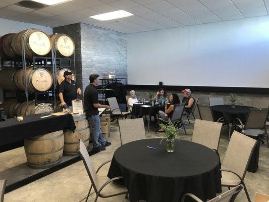 Combined tasting room and winemaking facility.