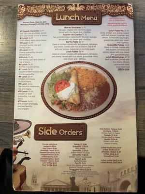 Menu as of Feb 2021