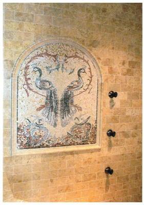 Custom mosaic in master shower