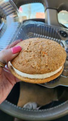 Carrot cake whoopie pie. It's huge. $4.95, I think.  Very crumbly.