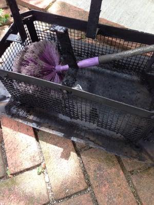 Dirty chimney cap that Sal took off to inspect and clean