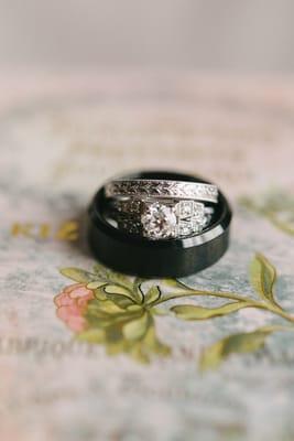 The wedding band was hand engraved to match the engravings on the band!