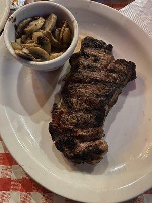 Ribeye and mushrooms