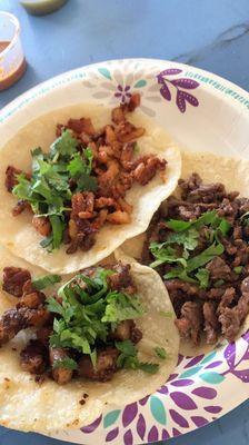 Al pastor, carne asada, tripa