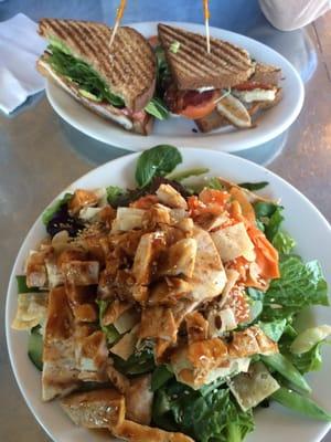 Asian Chicken Salad and Chicken Club Sandwich