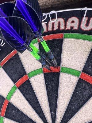 Winmau Blade 5 Duel core with the Marlin 24g setup.