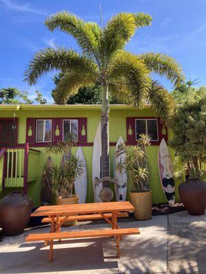 Love the bright colors and surfboards!