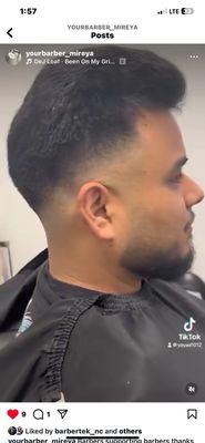 Low fade slick back made me look clean I'm a barber myself and mireya does a great job