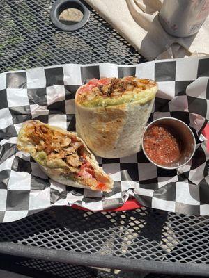 Cali carnitas burrito w mild salsa on side