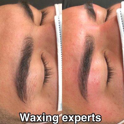 Waxing clean up for males, or for masculine shaping. We sculpt the natural brow and leave it still looking natural after.