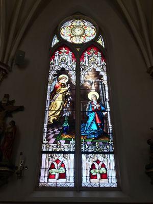 One of the many beautiful stained glass windows