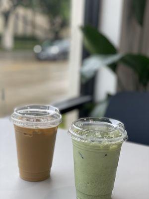 Vanilla Latte and Matcha Latte