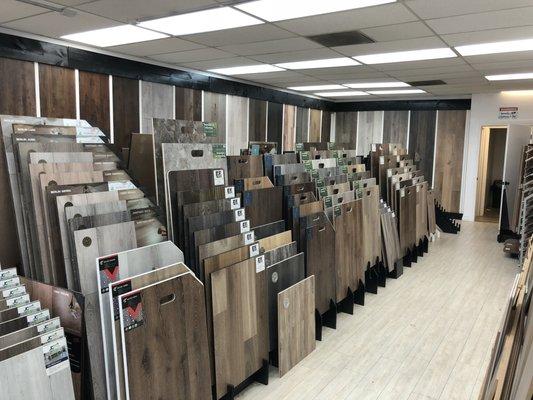 100's of flooring options (Laminate, Vinyl, LVT, Solid Hardwood, Engineered Hardwood) available at our showroom