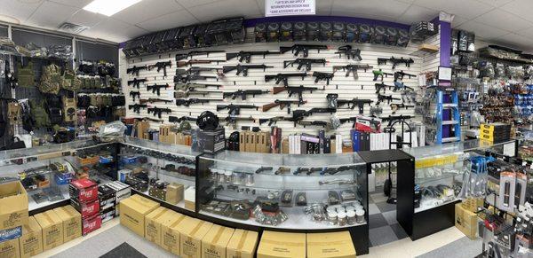 Green gas gun wall and misc. inventory in shelves