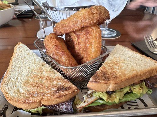 Turkey Club with Pork Belly and Avocado spread