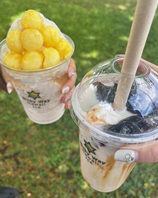 Pineapple shaved ice and jelly milk tea