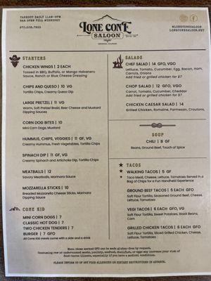 Menu front page