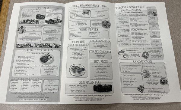 Menu- lots of options!