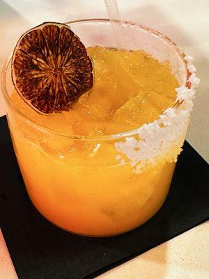 Happy Hour Margarita $8 with Mango Purée $1 on the rocks with rock salt rim