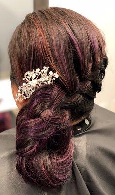 Bridal updo with decorative comb accent