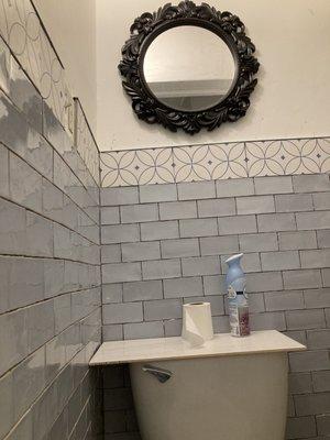 Bathroom 2.5x5 sky blue mini brick  With Linea deco 5x10 matte deco