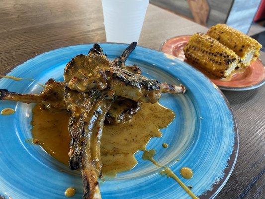 Lamb Chops and Flame-Grilled Corn on the Cobb