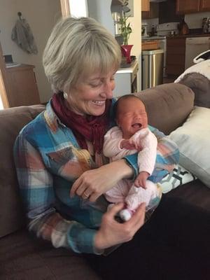 Barbara visiting our 3 day old newborn Amara!