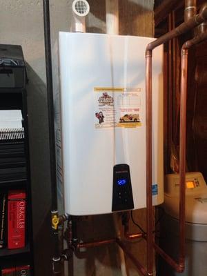 Another tank-less water heater system installation.  Super affordable now-a-days, and pays for itself with savings from your utility bill.