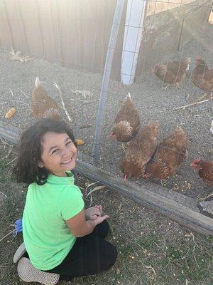 My daughter at the chicken coop.