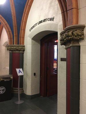 Entrance to the cafe, right next to the Teachers' College Library.