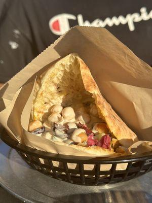 Pita make your own with chicken chic peas olives