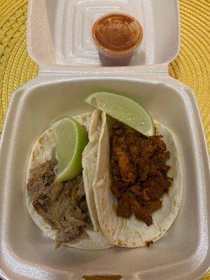 Pork adobo taco, and I think a carnitas taco