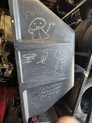 Best chalk art in any auto repair shop :) this place has the nicest folks with a great sense of humor, they seriously made my day!